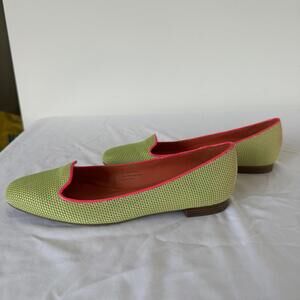 Via Spiga Women's Fabric Green Neon and Pink Flats - Size 7.5
